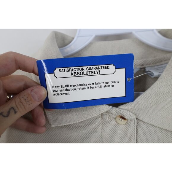 Deadstock Vintage 90s Streetwear Womens Size Large Blank Golf Polo Shirt Beige - Picture 5 of 11